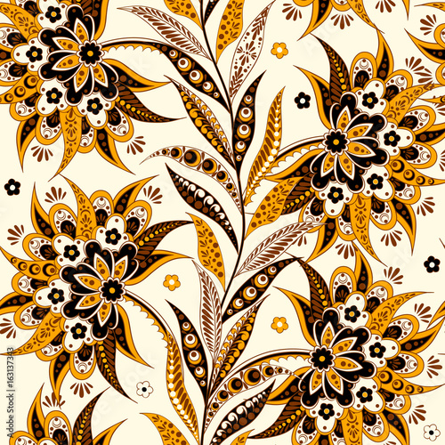 folkloric flowers seamless pattern. ethnic floral vector ornament