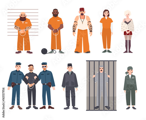 Fotografering Colorful collection of male and female prisoners