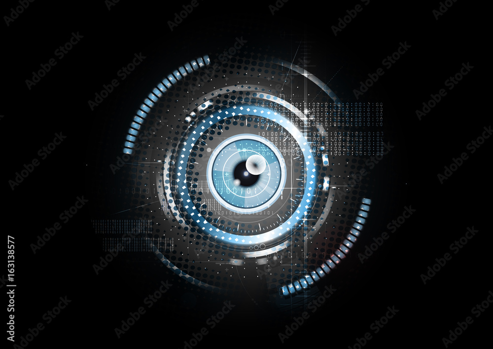 Technological abstract retina scanning concept background vector