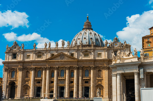 Sunrise over the St. Peters Basilica in Vatican City.