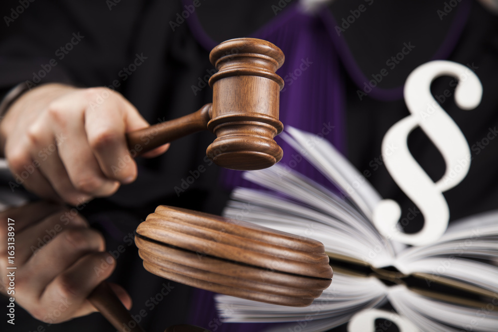 Court gavel,Law theme, mallet of justice, Paragraph