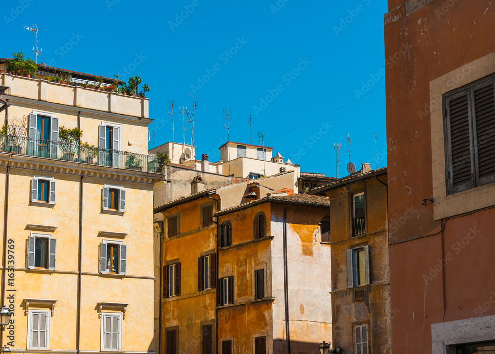 buildings at rome with copy space in the sky