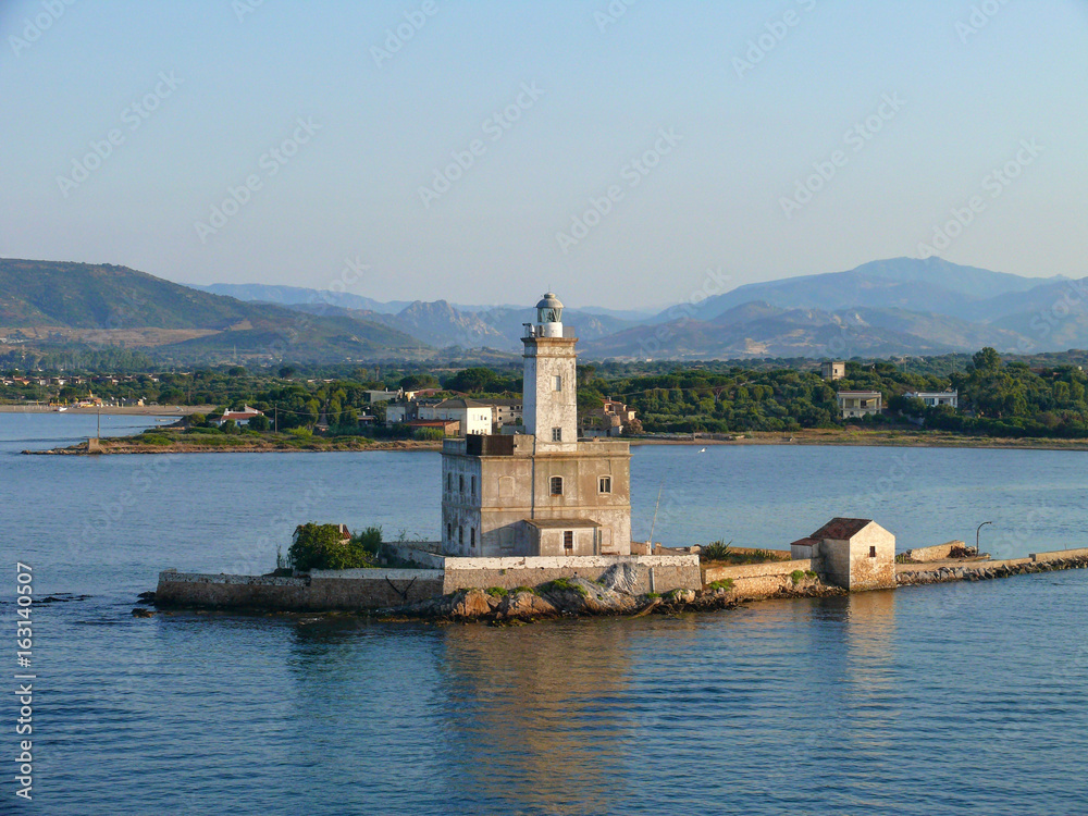 Lighthouse in Olbia harbour, Sardinia, Italy