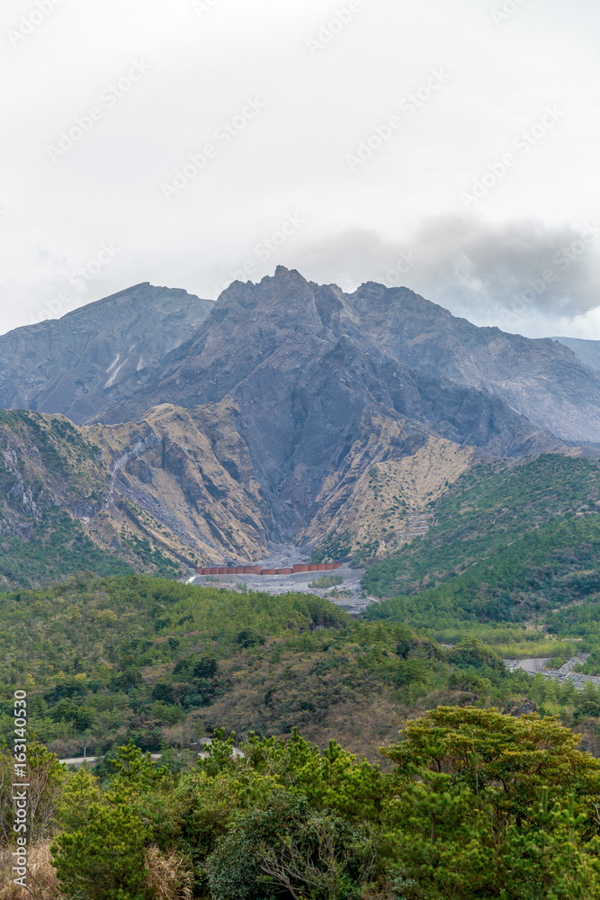 Kagoshima, Japan with Sakurajima Volcano