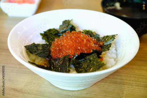 Salmon roe, ikura don, japanese food photo