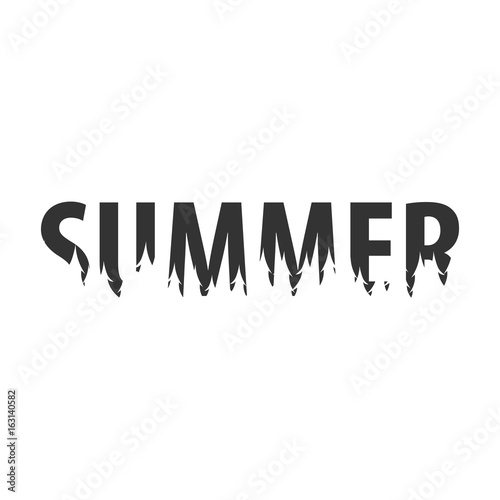 Summer. Text or labels with silhouette of forest. photo