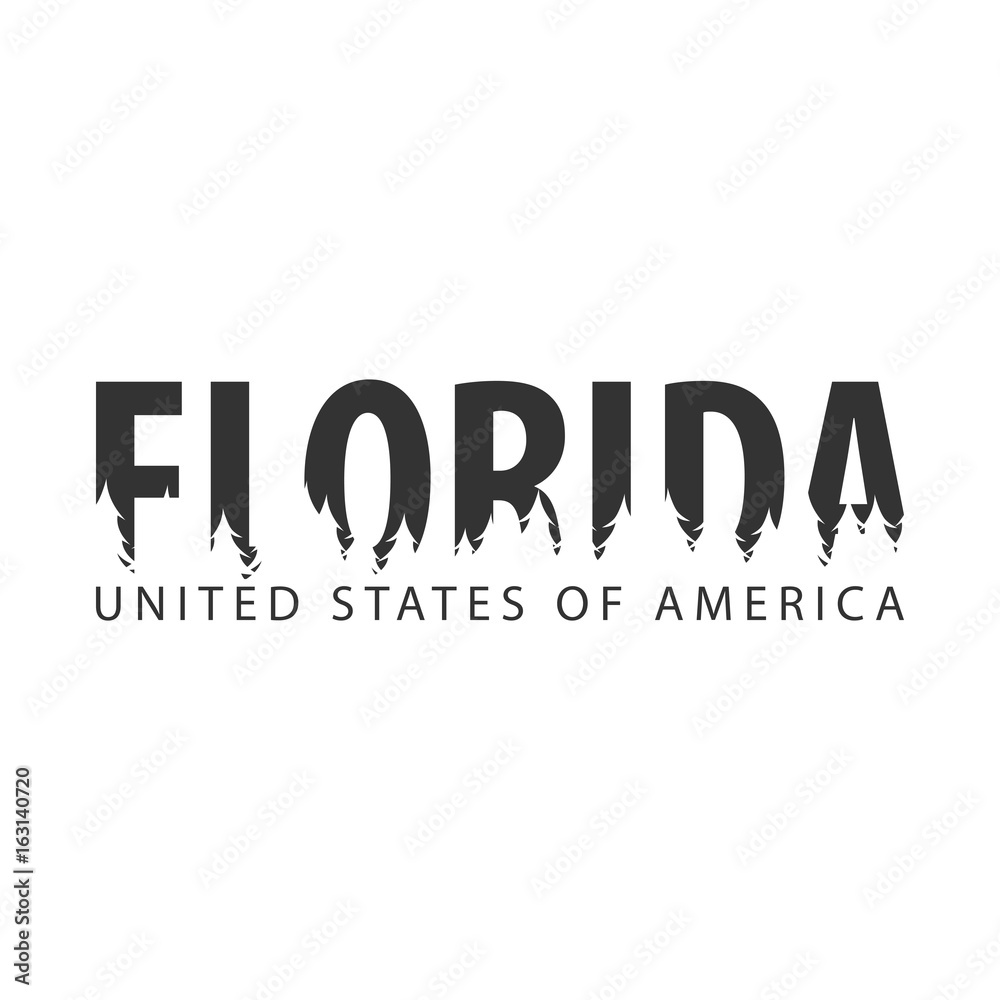 Fototapeta premium Florida. USA. United States of America. Text or labels with silhouette of forest.