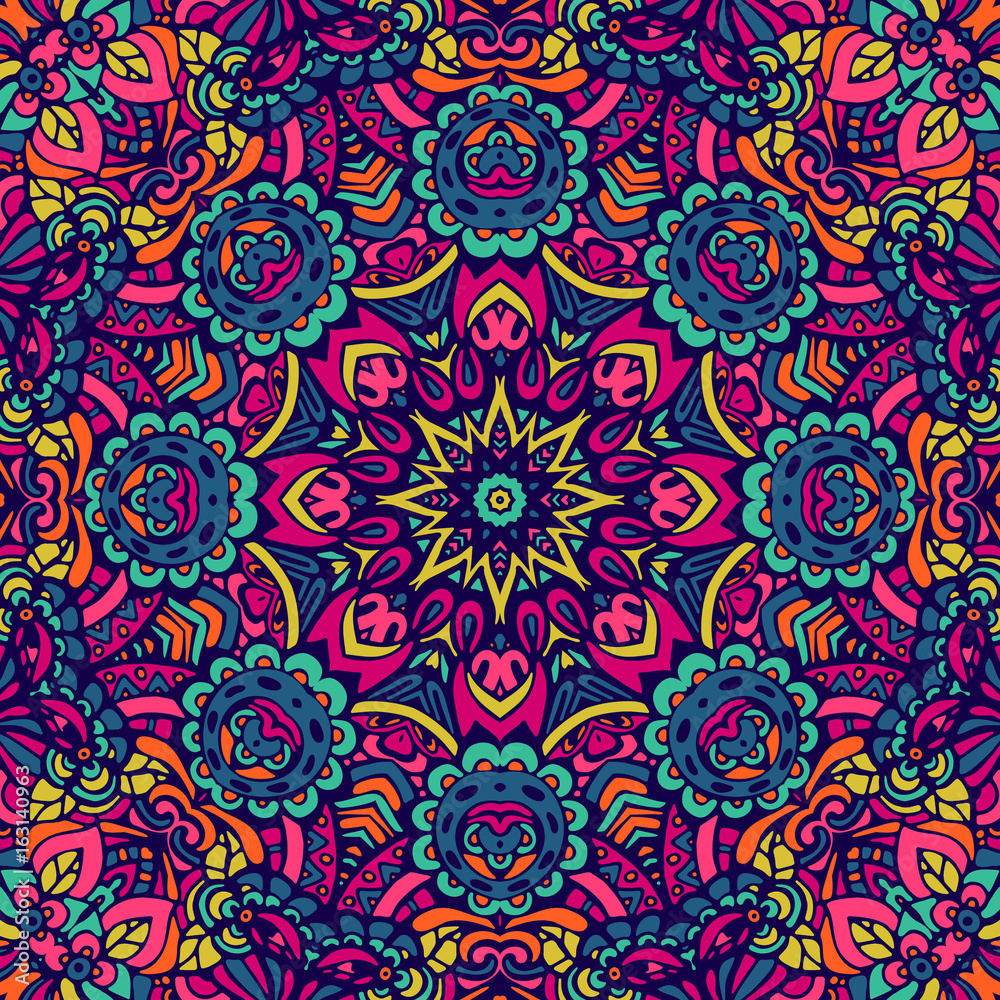 colorful geometric seamless pattern indian mandala