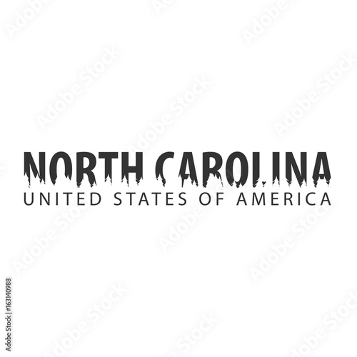 North Carolina. USA. United States of America. Text or labels with silhouette of forest. photo