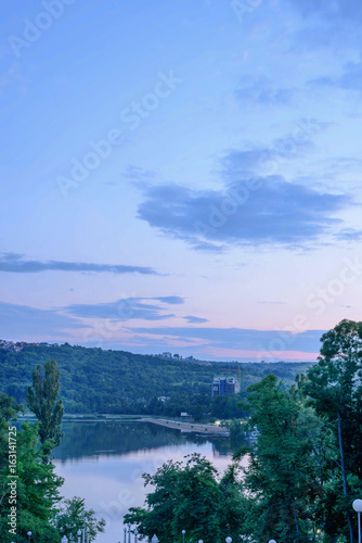 Beautiful sunset view in Valea Morilor park in Chisinau, Moldova