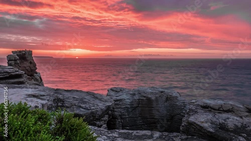 Magnificente sunrise over the ocean in Peniche, Portugal. 4k quality. photo