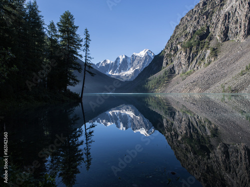 Beautiful Shavlinsky lake in the morning, Altay, Russia. photo