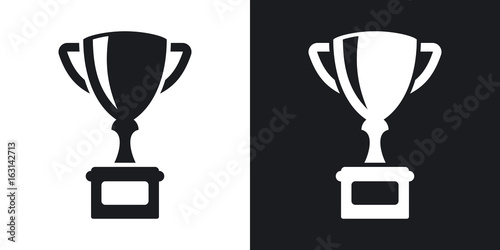 Vector champion's cup icon. Two-tone version on black and white background