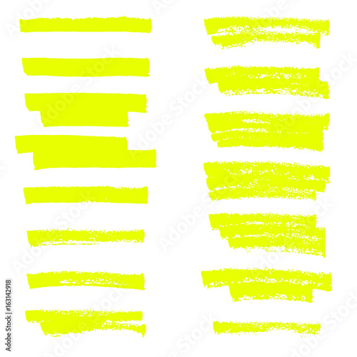 Vector highlighter brush lines. Hand drawing.