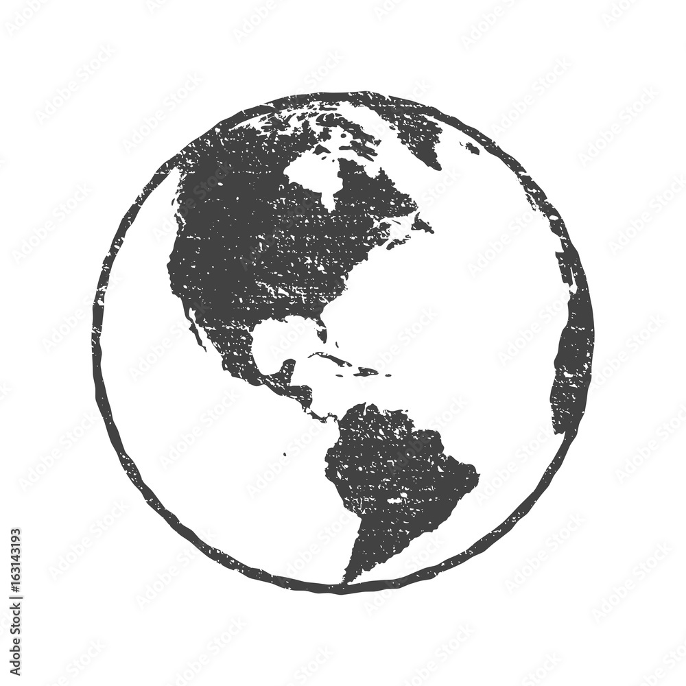 Grunge texture gray world map globe transparent vector illustration ...