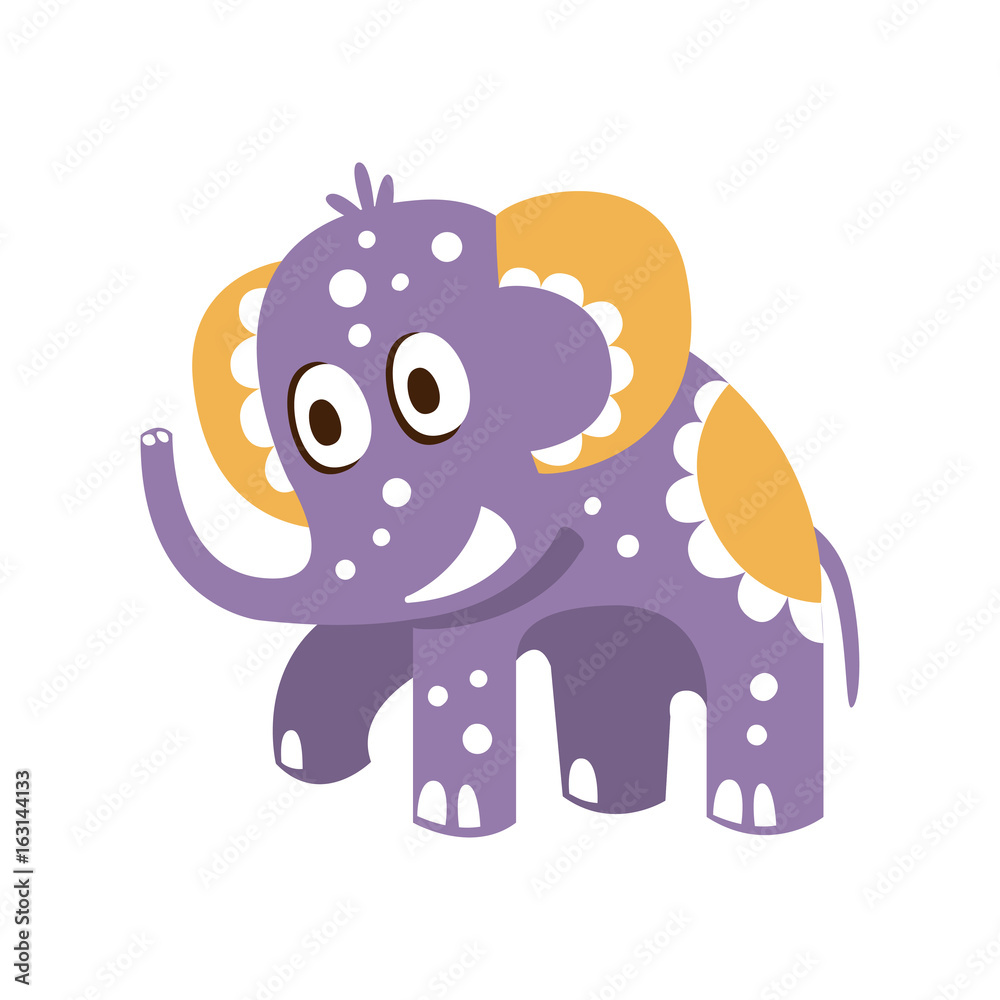 Fototapeta premium Adorable cartoon baby elephant character posing vector Illustration