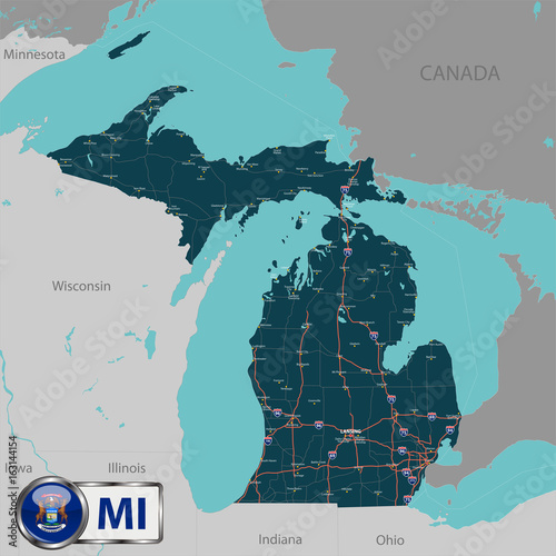 Map of state Michigan, USA