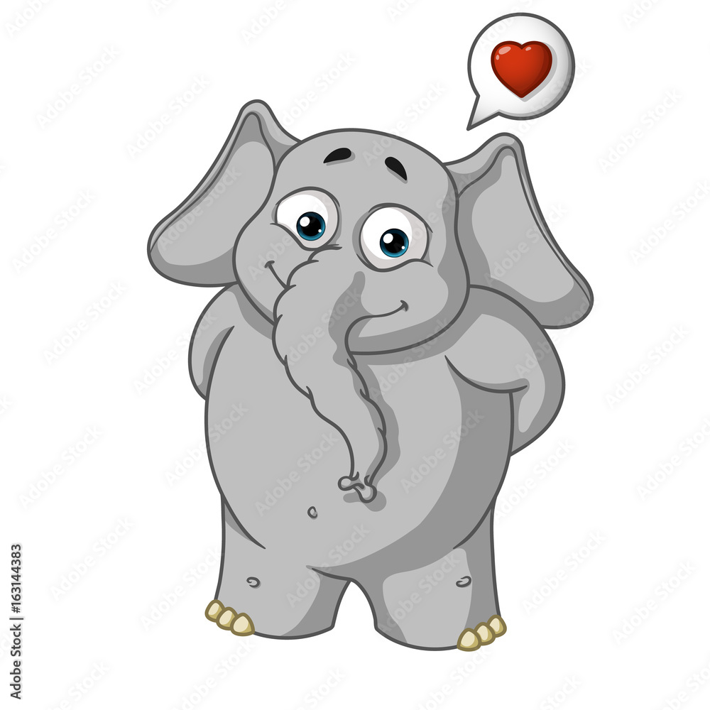 Big collection vector cartoon characters of elephants on an isolated background. He is in love, he has a big heart Big collection vector cartoon characters of elephants on an isolated background. He is in love, he has a big heart