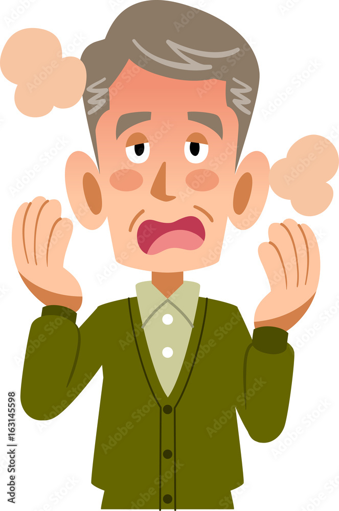 病気　男性　老人　高齢者　発熱　上半身
