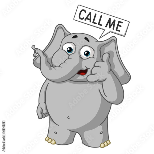 Big collection vector cartoon characters of elephants on an isolated background. Call me. Wants you to call. 