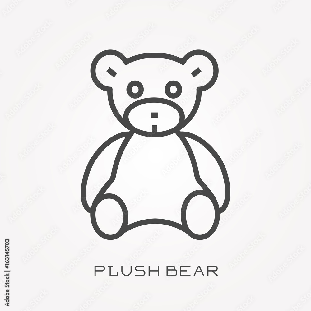 Naklejka premium Line icon plush bear
