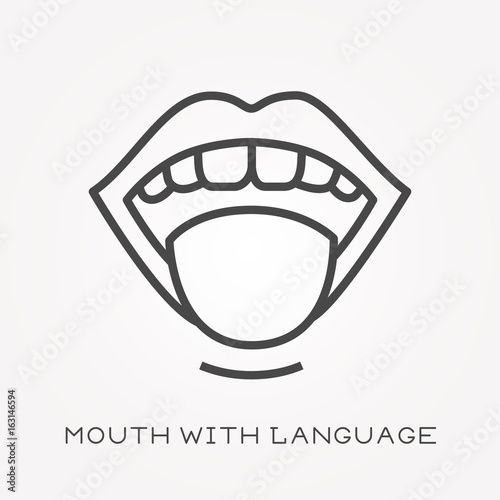 Line icon mouth with language