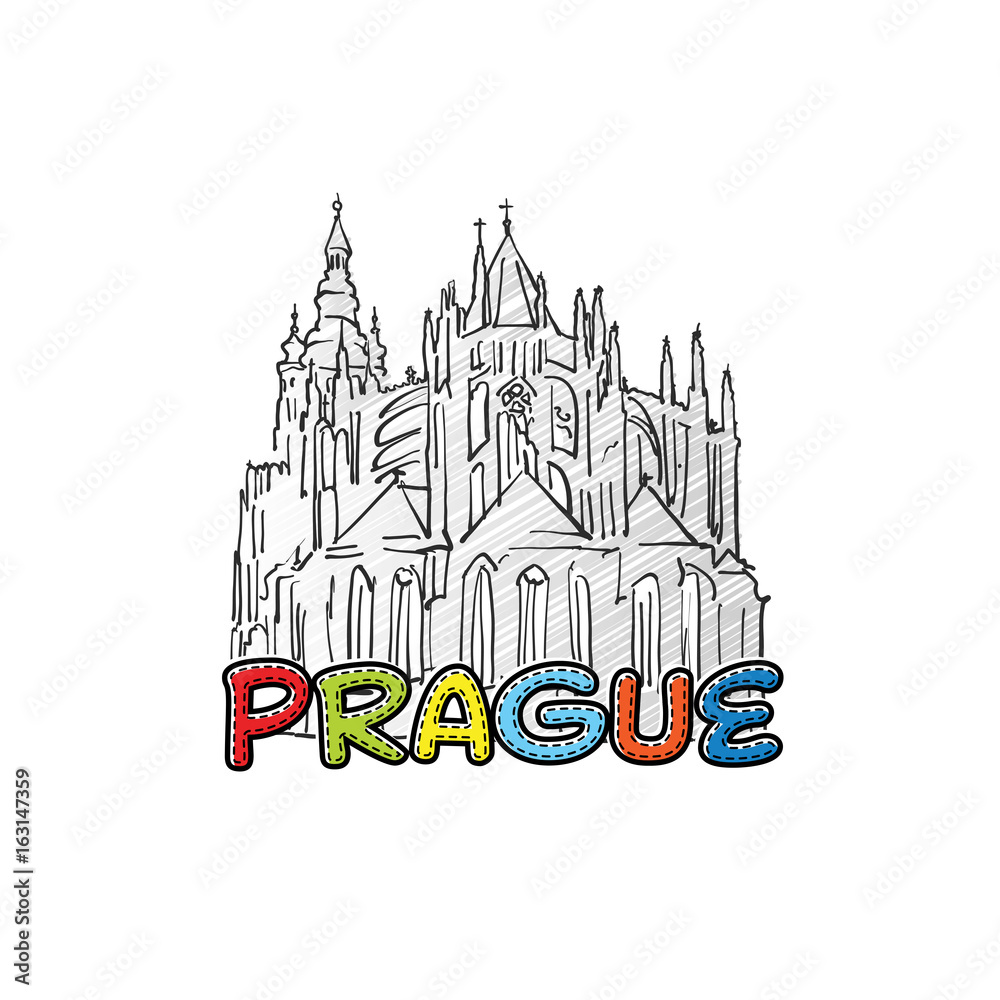 Fototapeta premium Praga piękne naszkicowane ikona