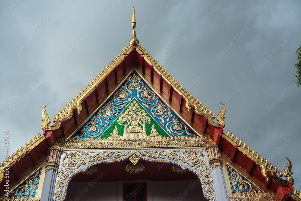 Naklejka premium Wat Khao Wang is situated on Sattanat Mountain. It is 2 kilometers away from the west side Ratchaburi province Thailand