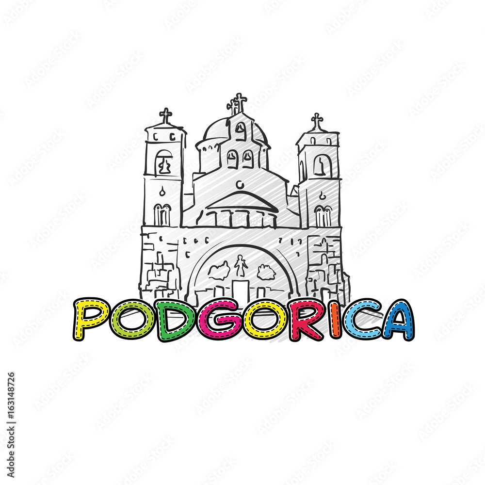 Podgorica beautiful sketched icon