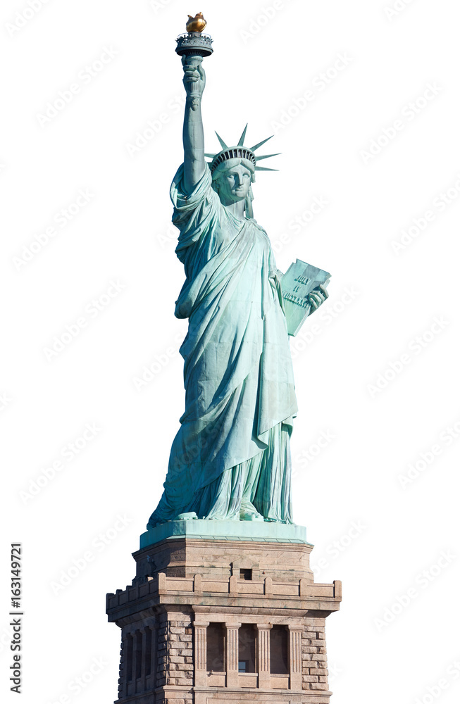 Obraz premium Statue of Liberty with pedestal isolated on white, clipping path