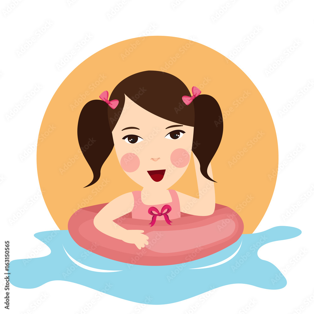 young girl play in water baloon swimming fun childhood happy