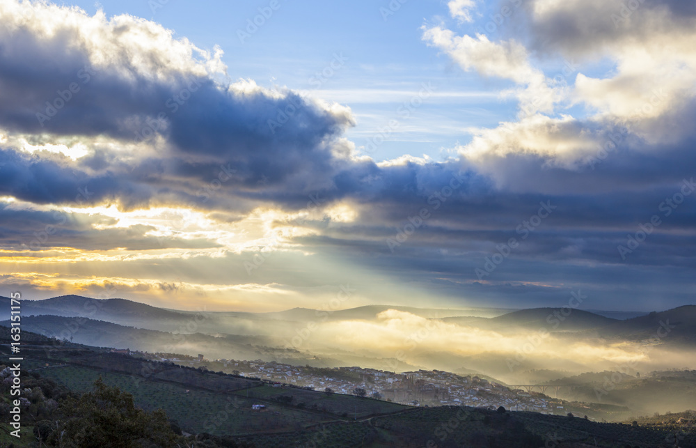 Guadalupe town at sunrise, Spain Guadalupe town at sunrise, Spain
