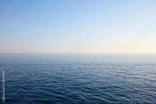 Mediterranean blue  calm sea and horizon  clear sky in Italy