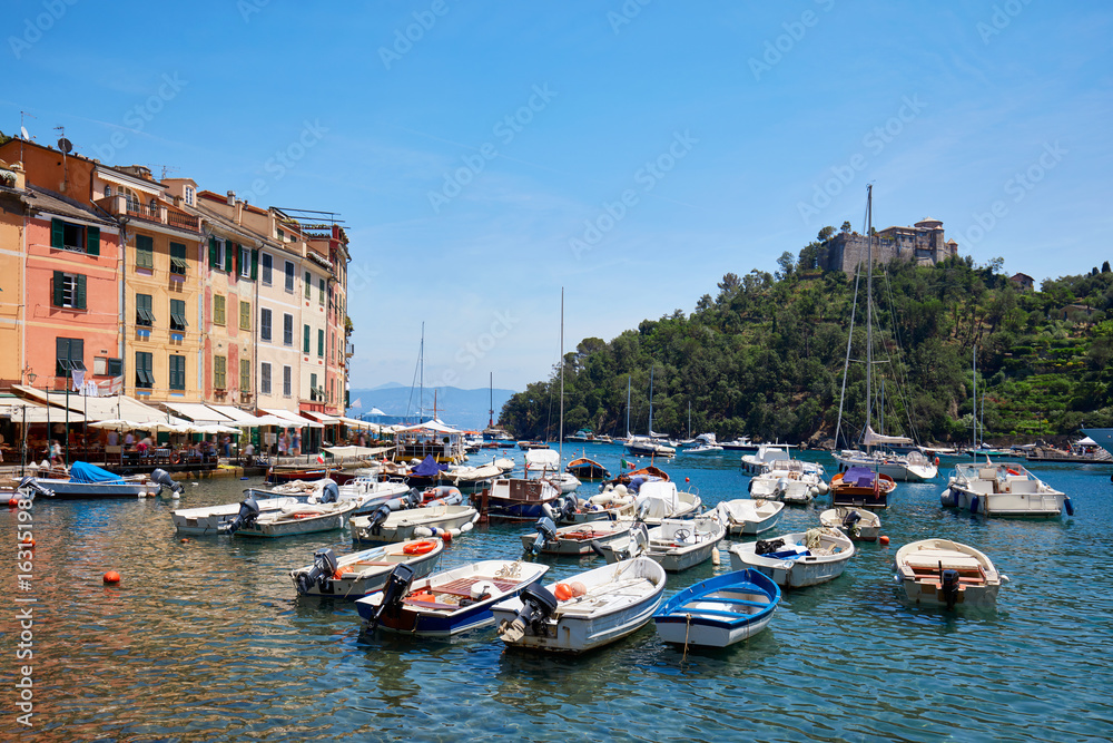 Portofino beautiful village with colorful houses in Italy