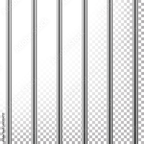 Metal Prison Bars Vector. Isolated On Transparent Background. Realistic Steel Pokey, Prison Grid Illustration