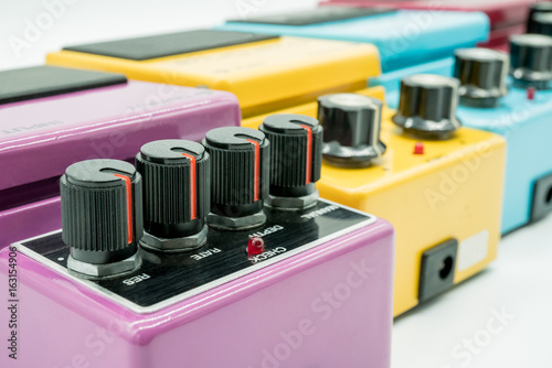 Closeup of vintage guitar pedal