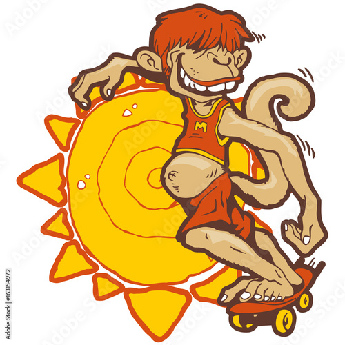 Skater monkey leaning against the sun