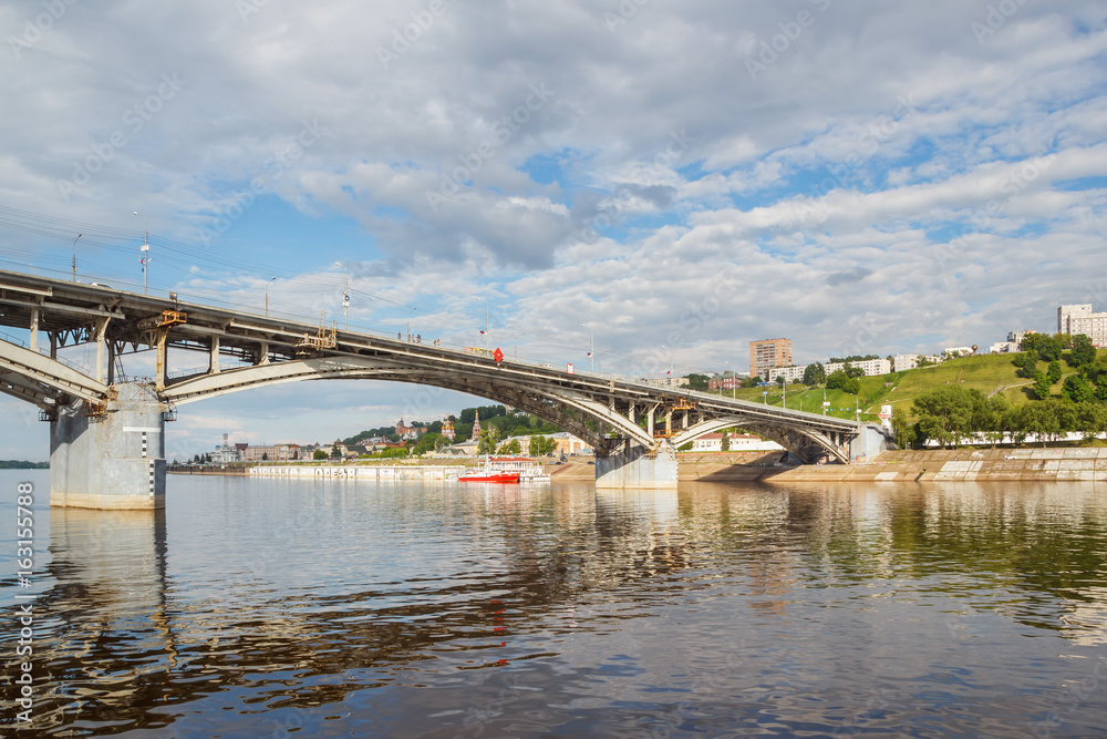 The bridge across the Oka in Nizhny Novgorod at summer