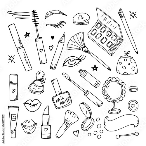 Maquillage vector. set hand drawing