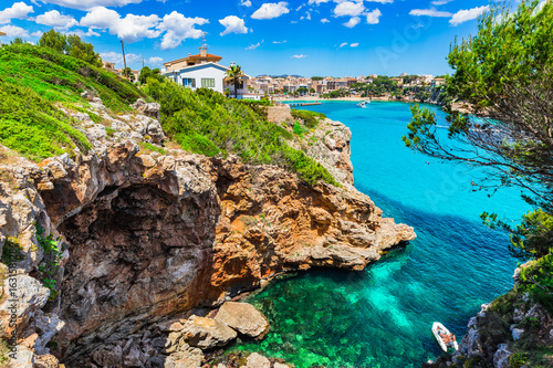 Balearic Islands, Majorca coastline with view of Porto Cristo, Spain Mediterranean Sea photo