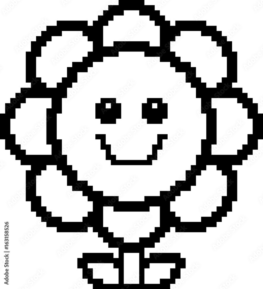 Smiling 8-Bit Cartoon Flower Smiling 8-Bit Cartoon Flower