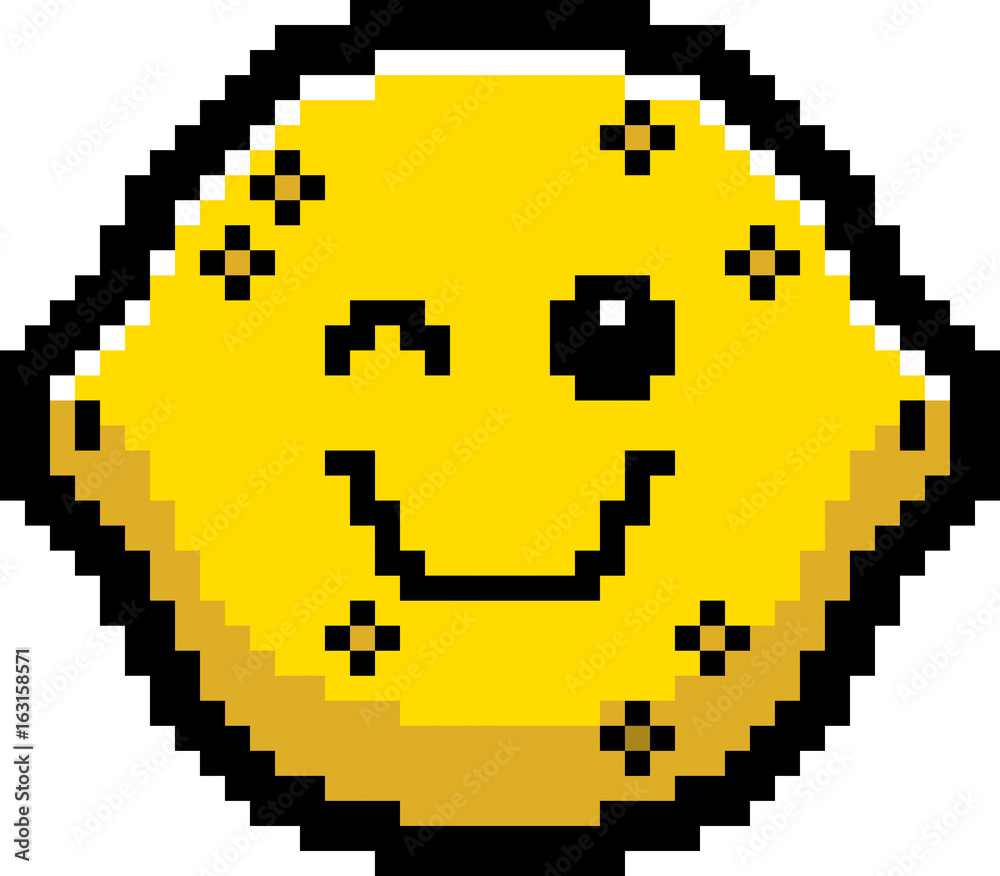 Winking 8-Bit Cartoon Lemon