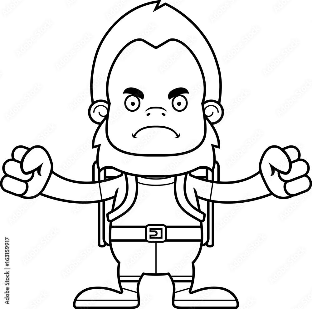 Cartoon Angry Hiker Sasquatch Cartoon Angry Hiker Sasquatch