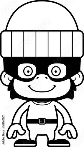 Cartoon Smiling Thief Chimpanzee
