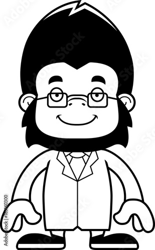 Cartoon Smiling Scientist Gorilla