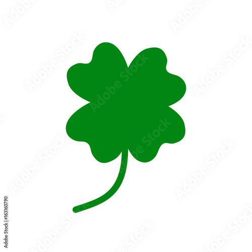 Four leaf clover icon. Green herb Isolated on white. St Patrick day vector. Flat design.