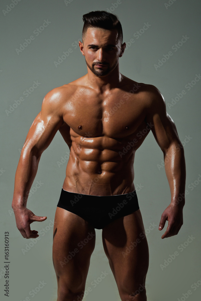 bodybuilder with muscular body in underwear pants