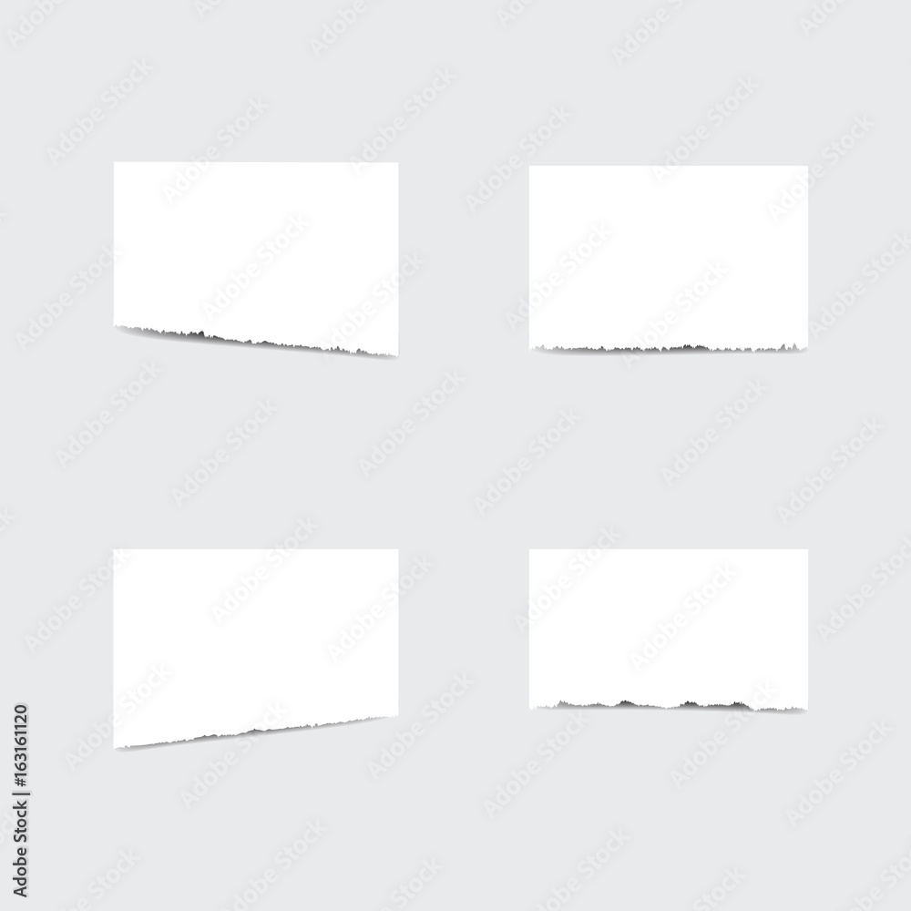 Torn sheets of paper with a shadow on a transparent background. Vector illustration. Torn sheets of paper with a shadow on a transparent background. Vector illustration.