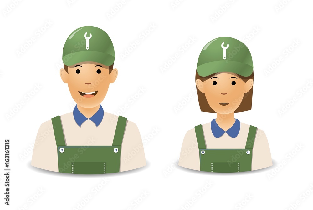 Avatar business. mechanic. girl. guy. For web design. Eps 10. Avatar business. mechanic. girl. guy. For web design. Eps 10.