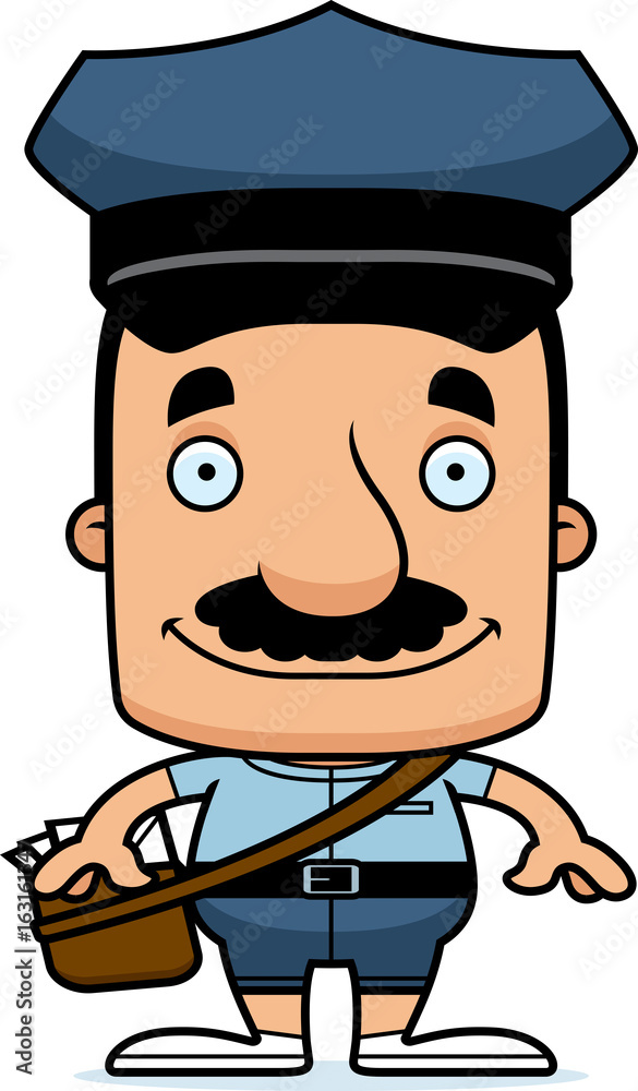 Cartoon Smiling Mail Carrier Man